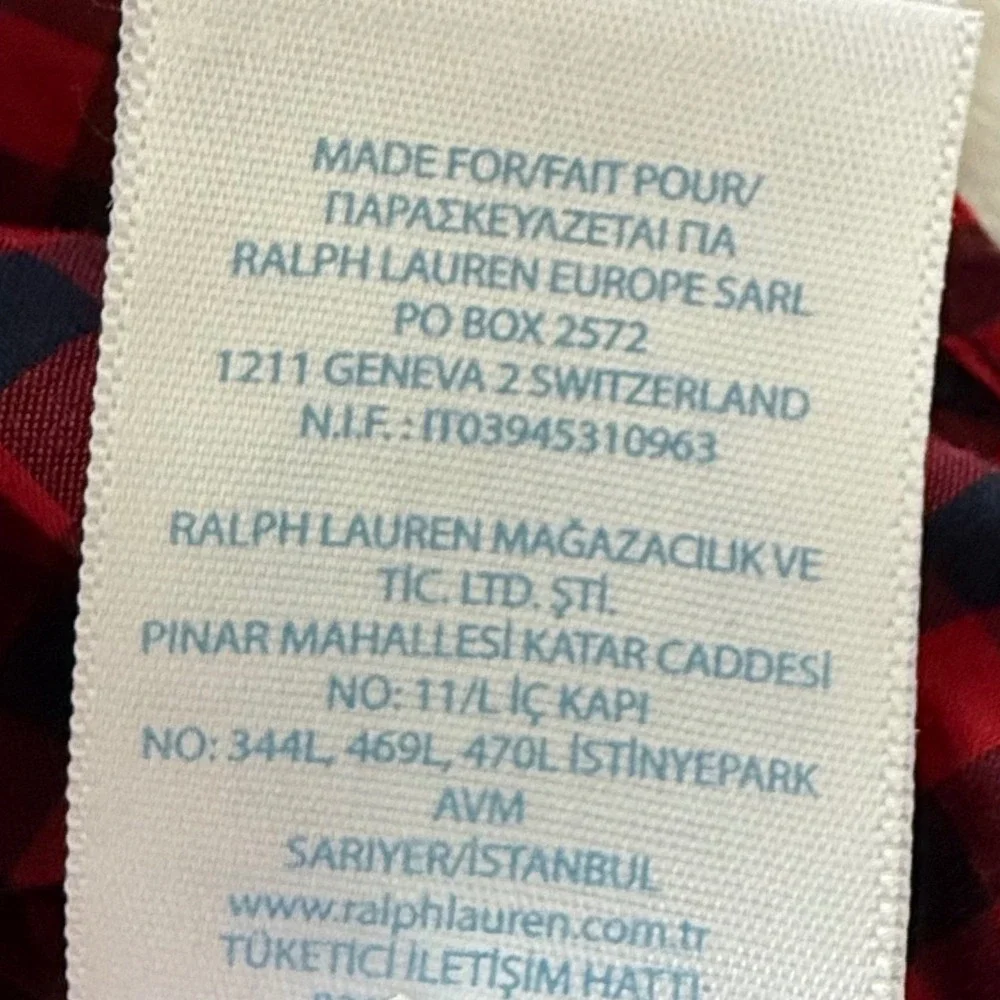 Ralph Lauren Kids Red Navy Gingham Button Down Shirt Long Sleeve‎ 24M Pony Logo